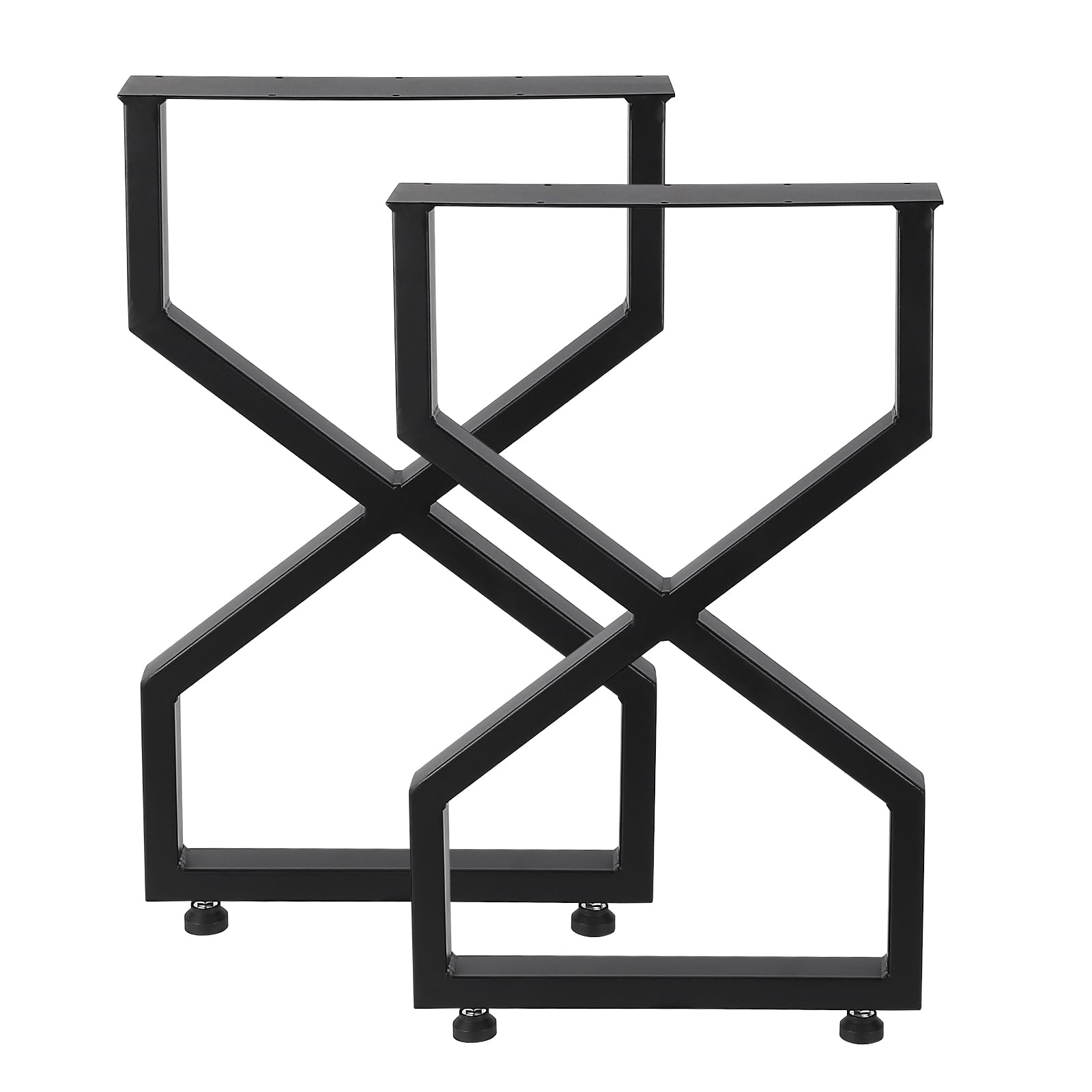 Pieds de table en métal Garvee 28 po x 17,7 po, robustes, style industriel rustique, en fer forgé, réglables, noirs
