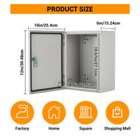 Boîte de jonction électrique extérieure Garvee 12" x 10" x 6" NEMA 4X Acier IP67 Étanche à l'eau et à la poussière Verrouillable pour une utilisation intérieure et extérieure