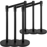 Poteaux de contrôle de foule Garvee avec sangle rétractable de 2 m (6,56 pi), acier inoxydable et fer, noir, 91 cm (36 po), pour aéroports