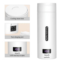 Bouilloire électrique Garvee 380 ml en acier inoxydable, portable, avec voyant LED, contrôle de température, idéale pour le camping, le bureau et les voyages. Compacte et rapide.