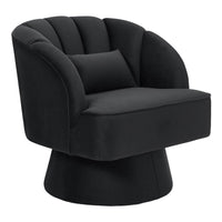Garvee Fauteuil Pivotant en Velours à 360°, Dossier Rayé, Structure en Bois, Style Mid-Century, pour Salon, Chambre et Coin Lecture