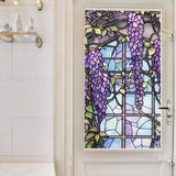 Garvee Film de Protection Fenêtre avec Motif Floral Violet - Film Décoratif Statique - Protection UV & Thermique - Taille 45 × 100cm - Lila