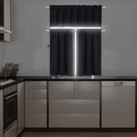 Rideaux occultants Garvee Cortina Opaca pour cuisine et chambre, insonorisés, en polyester, économes en énergie, noirs, 66 x 114 cm, lot de 2, style bistro.