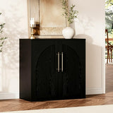 Garvee buffet arqué moderne avec 2 étagères ajustables bois massif vintage pour salon et cuisine, sécurité anti-basculement, couleur bois rétro