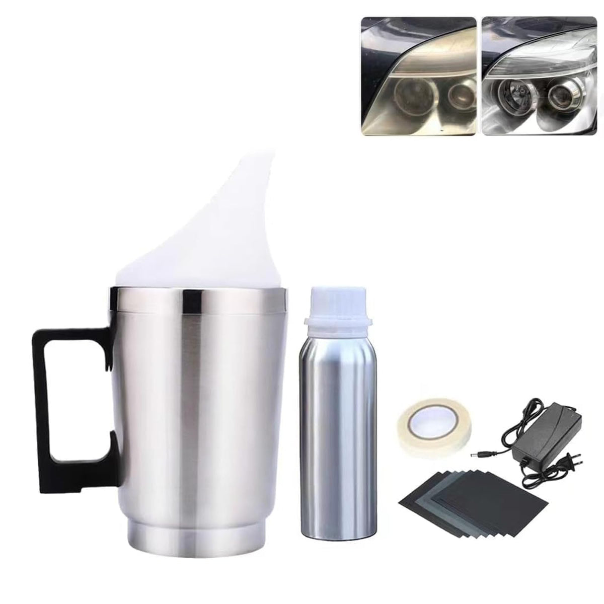Kit de rénovation de phares Garvee avec coupelle d'atomiseur, technologie de vaporisation, 100 ml, pour phares de voiture, élimine le jaunissement, le voile et l'oxydation