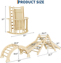 Ensemble triangulaire Garvee Pikler 7 en 1, jouet d'escalade pliable en bois de style Montessori pour bébés et jeunes enfants, 54 cm (21,3 po) de hauteur, couleur naturelle.