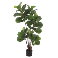 Ficus lyrata artificiel Garvee de 120 cm (4 pi) avec 72 feuilles et pot en ciment robuste, idéal pour la maison et le bureau. Entretien facile. Vert foncé.