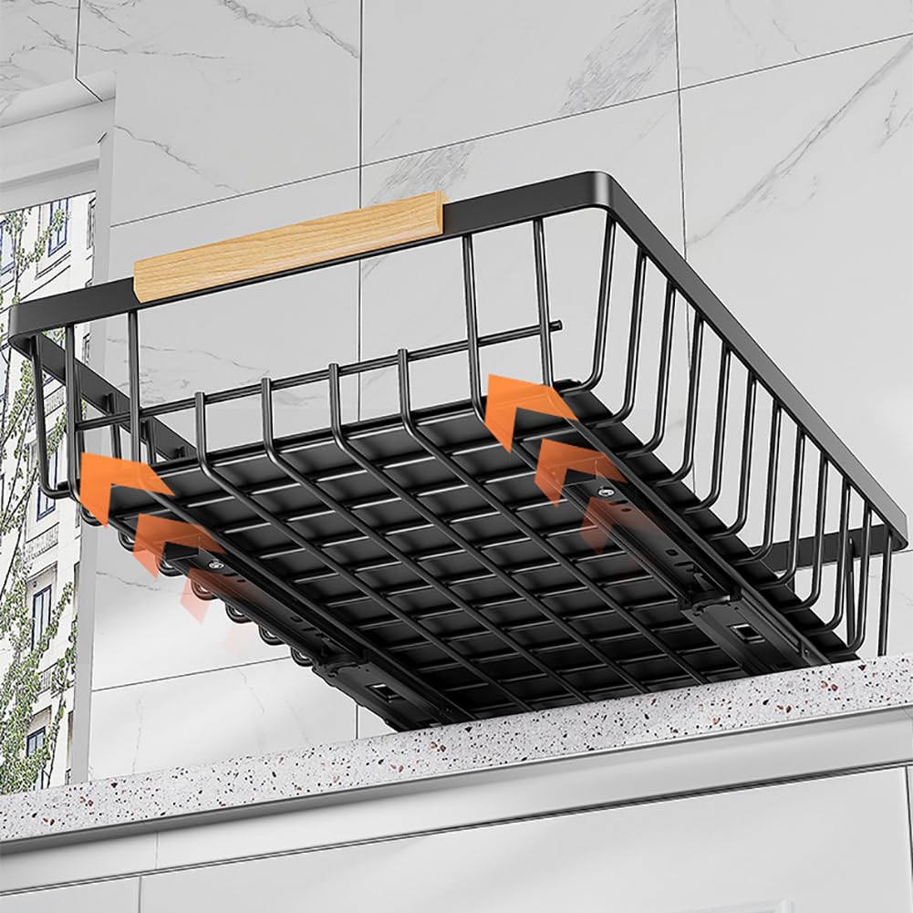 Organisateur de placard supplémentaire Garvee, meuble à tiroirs robuste, sans perçage, étagère de cuisine pliable en métal, gain de place pour le garde-manger