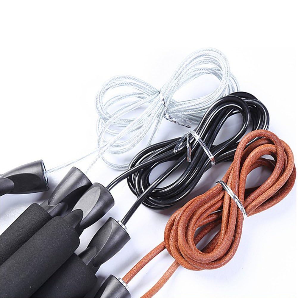 Corde à sauter professionnelle en cuir Garvee pour le fitness et l'entraînement, poignée ergonomique antidérapante, haute durabilité, marron, pour la salle de sport et les activités de plein air.