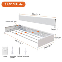 Étendoir mural pliable Garvee avec 5 barres en aluminium, 80 cm de large, blanc, pour salle de bain et buanderie, gain de place