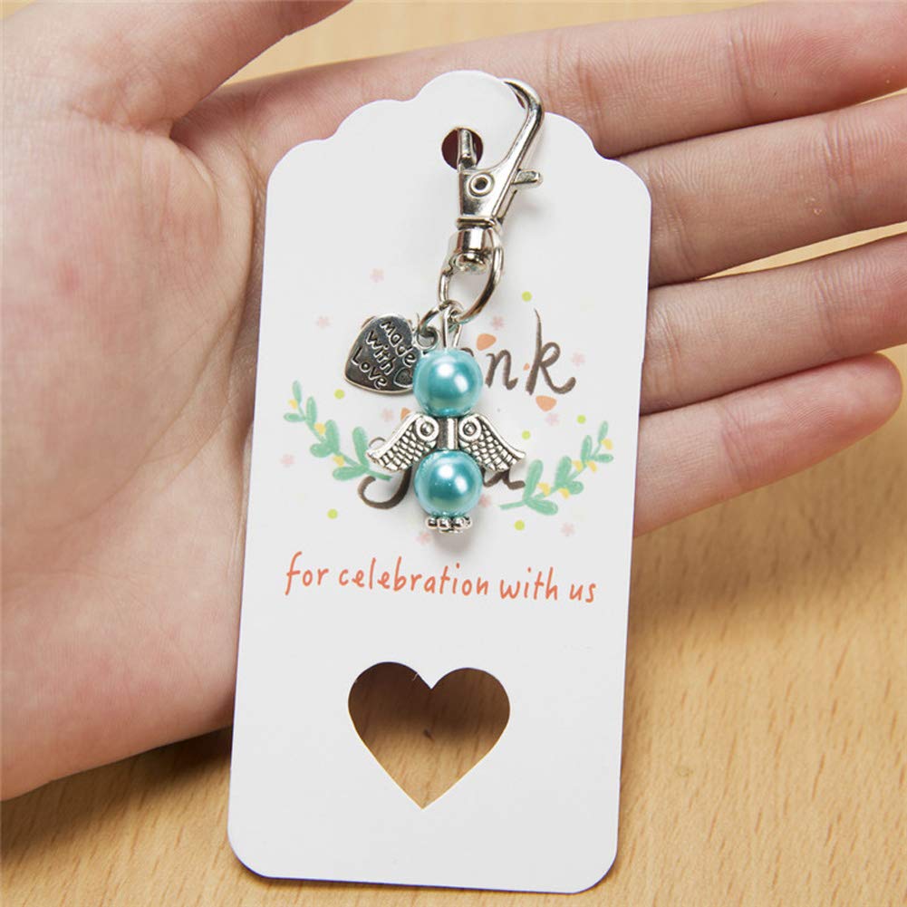 Porte-clés Garvee 48 Ange Gardien avec pochette en organza, pendentifs en perle rose pour mariage, baptême, Noël, anniversaire