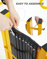 Garvee Barrière de sécurité extensible 274 cm, métal pliable avec roulettes, robuste, pour circulation, jaune et noir