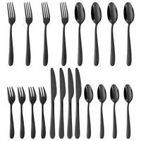 Ménagère Garvee 60 pièces, acier inoxydable noir, pour 12 personnes, finition miroir, compatible lave-vaisselle, design moderne, salle à manger