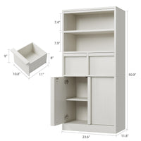 Meuble de salle de bain Garvee grand format avec portes et 2 tiroirs, MDF, blanc, autoportant, imperméable, résistant aux rayures, 130 cm de hauteur, polyvalent pour salle de bain et salon