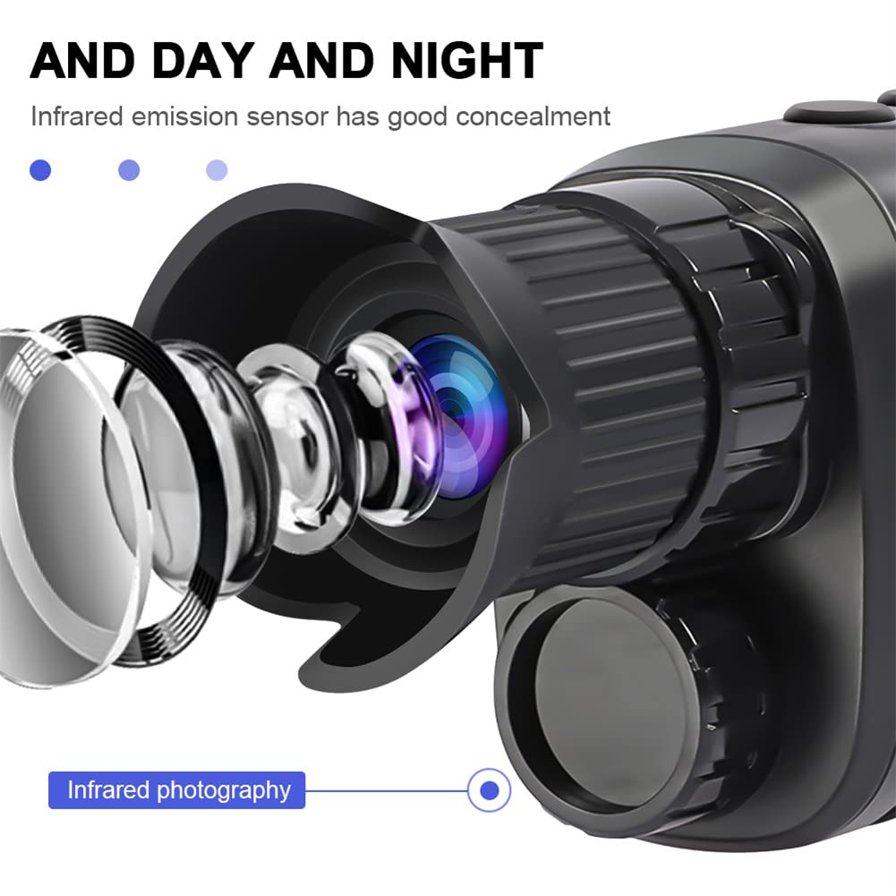 Monoculaire de vision nocturne numérique Garvee R7, capteur HD 1080p, zoom numérique 5x, LED infrarouge 3 W, léger et portable, idéal pour la chasse et le camping (noir).