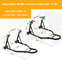 Support moto GARVEE avant et arrière universel, capacité 385 kg, réglable avec adaptateurs à fourche, pour motos sportives et tout-terrain, noir