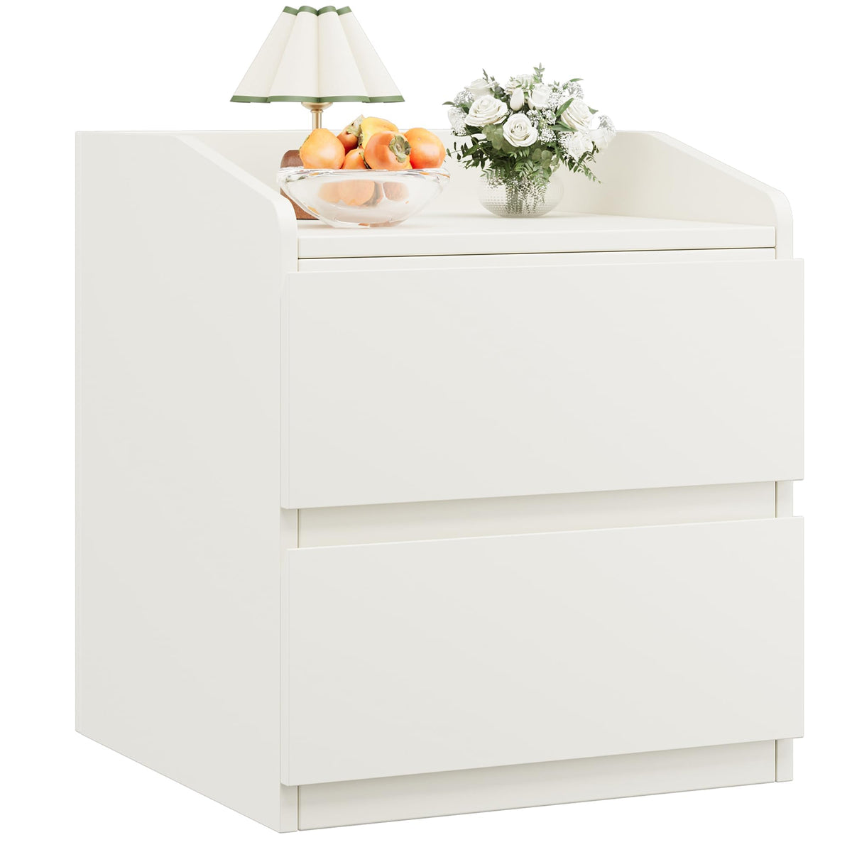 Garvee Table de chevet blanche, table de nuit pour sommier tapissier, commode de nuit à 2 tiroirs, montage facile, peut servir de table d'appoint, de table basse, de meuble de rangement ou de table basse pour la chambre ou le salon.