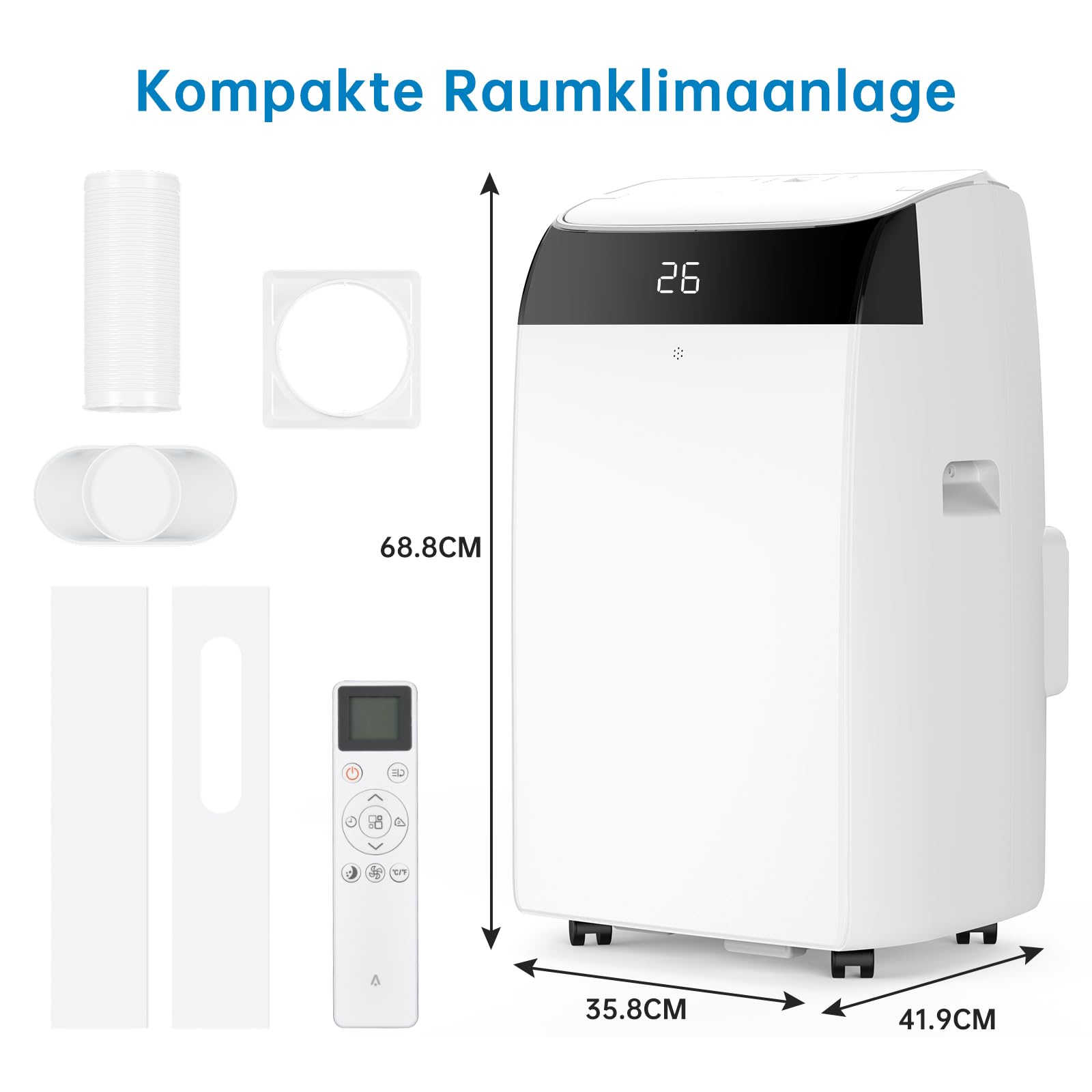 Garvee Climatiseur mobile 12000 BTU, 4 en 1 silencieux au R290, avec kit fenêtre, pour maison et bureau