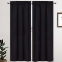 Rideaux occultants Garvee Cortina Opaca pour cuisine et chambre, insonorisés, en polyester, économes en énergie, noirs, 66 x 114 cm, lot de 2, style bistro.
