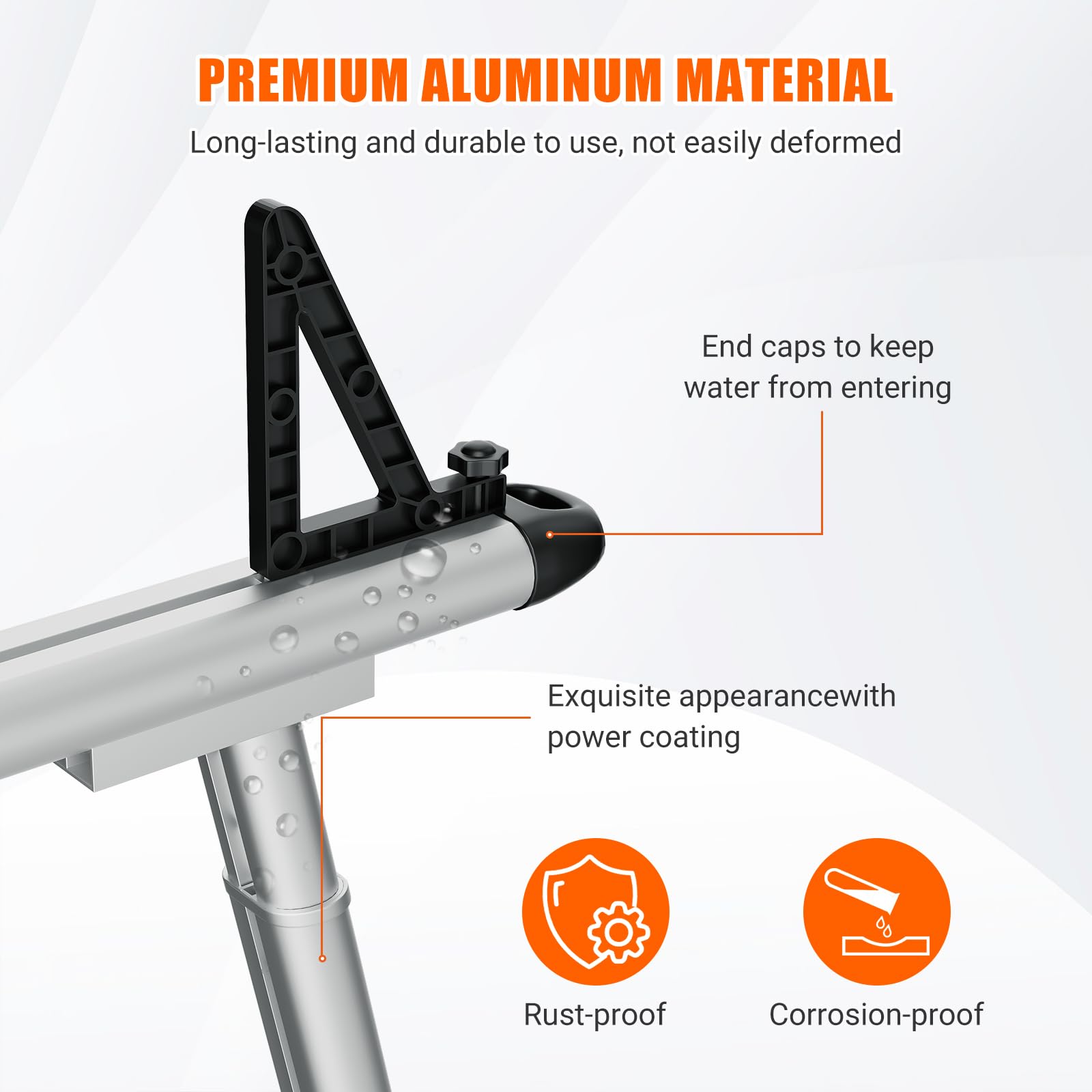 Porte-échelle en aluminium Garvee pour camionnette, capacité de 363 kg (800 lb), réglable de 43 à 74 cm (17 à 29 po), revêtement en poudre noir, pour camionnette, kayak, planche de surf