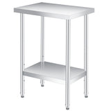 Garvee Table en Acier Inoxydable 35,6 x 61 cm 2 Niveaux Pieds Réglables Étagère Inférieure Robuste Mobile Cuisine Restaurant