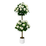 Garvee plante Artificielle Géranium 122 cm en Soie et Plastique, Pot Rond Blanc Soufflé, Décoration Intérieur Extérieur - Blanc