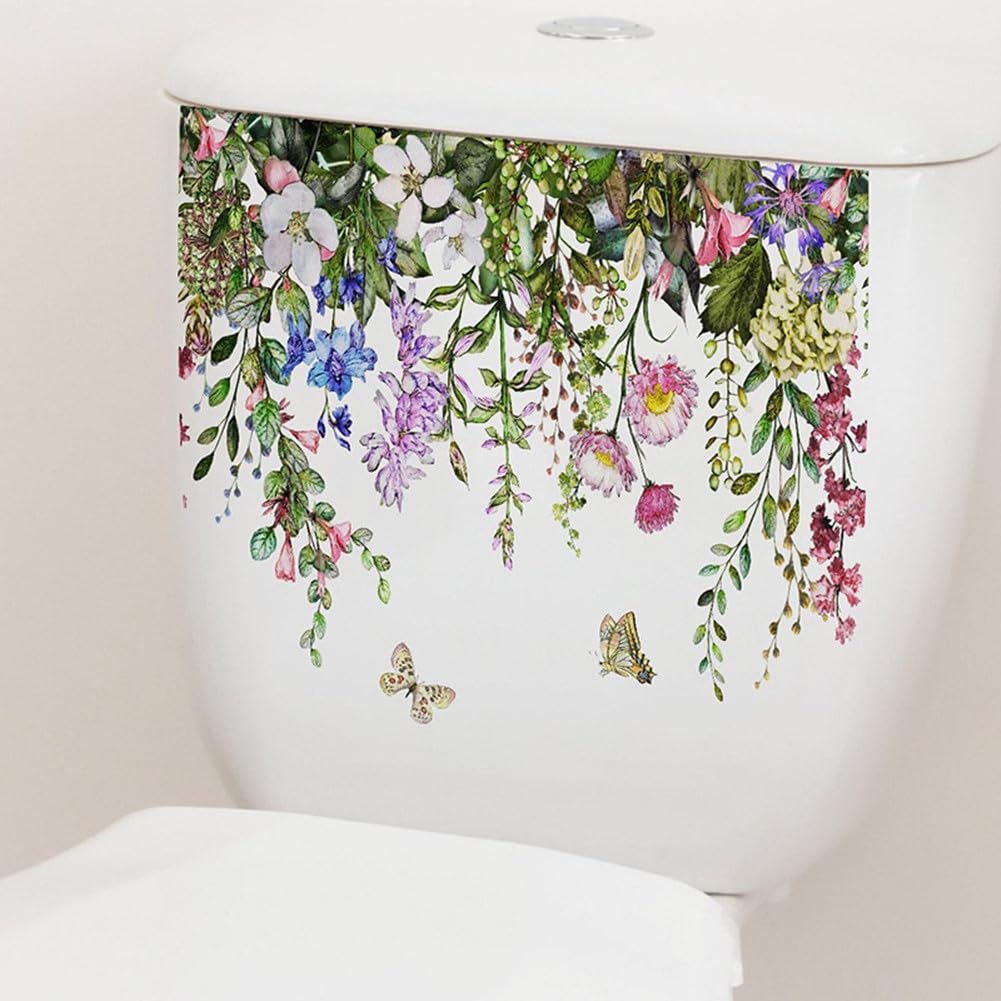 Garvee Autocollants pour siège de toilette, motif feuilles vertes, 29 x 22 cm, pour salle de bain