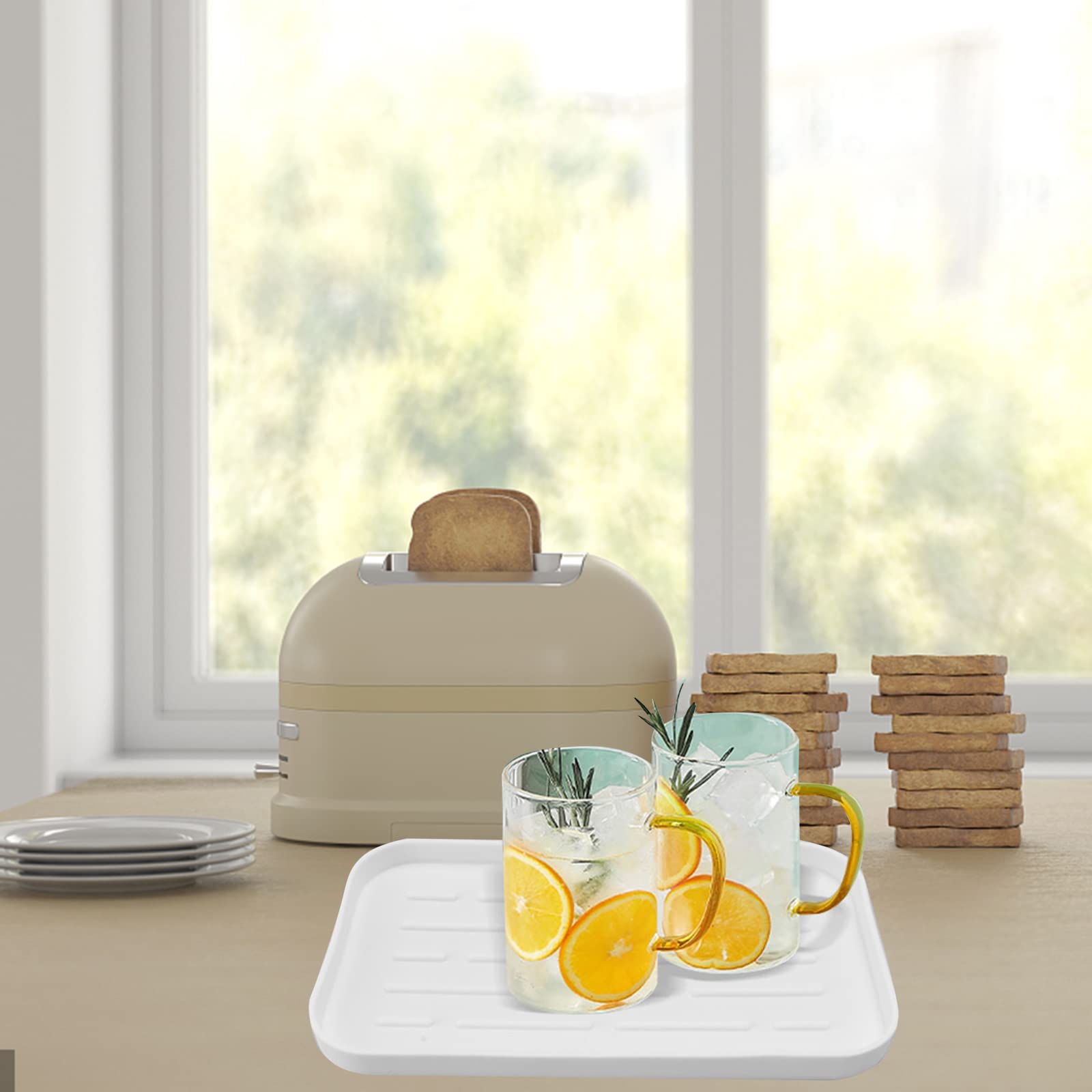 Organisateur d'évier en silicone Garvee, tapis d'égouttage antidérapant pour la cuisine, support de rangement pour la vaisselle, plateau égouttoir, accessoire pour la cuisine et la salle de bain.