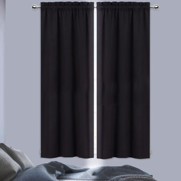 Rideaux occultants Garvee Cortina Opaca pour cuisine et chambre, insonorisés, en polyester, économes en énergie, noirs, 66 x 114 cm, lot de 2, style bistro.