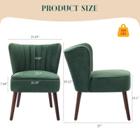 Fauteuil de salon moderne Garvee en velours avec pieds réglables et pieds ergonomiques en bois vert, idéal pour le salon et la salle à manger.