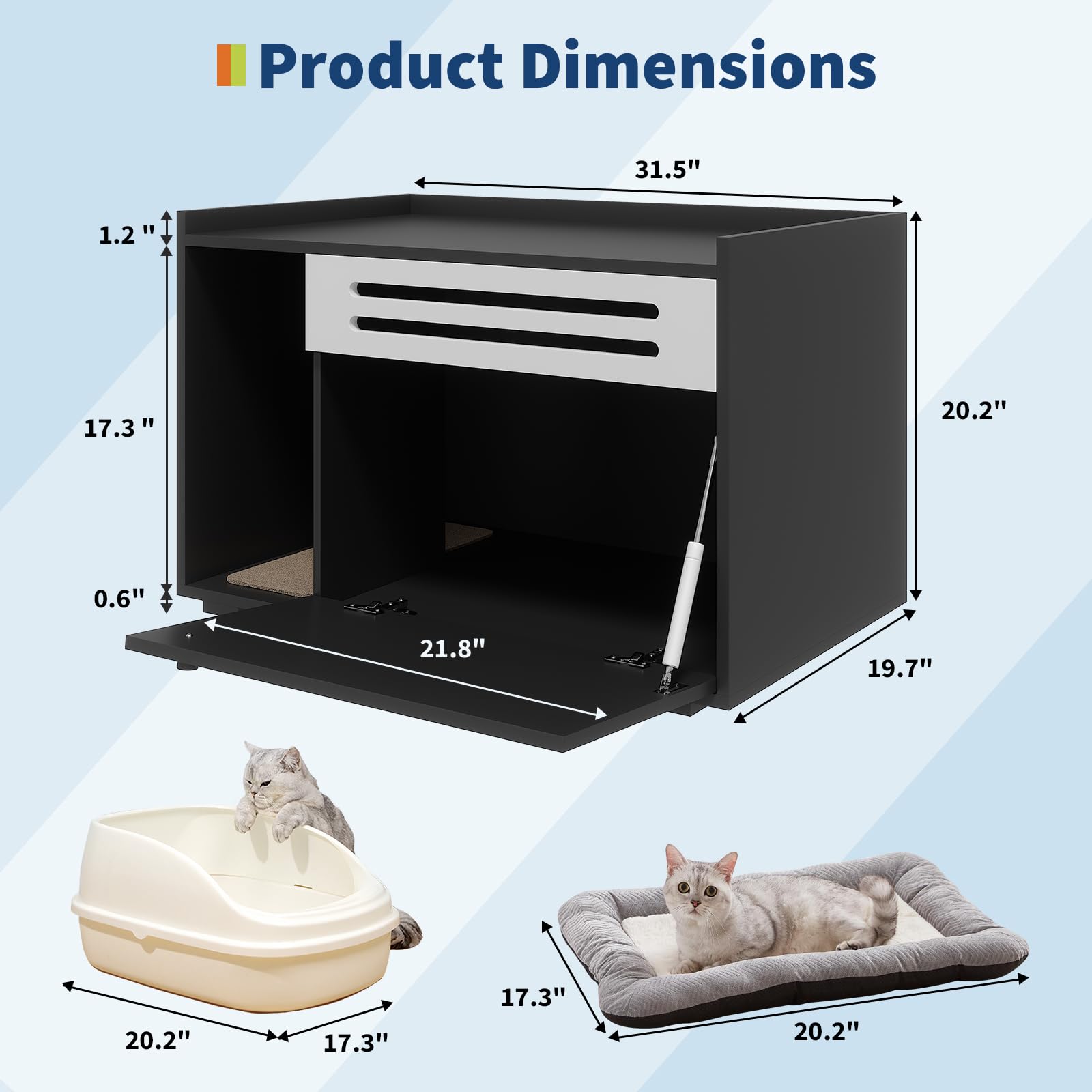 Meuble de rangement pour litière Garvee avec ouverture à charnières et ventilation intégrée, en bois, élégant et résistant aux chiens, 80 x 50 x 52 cm, marron