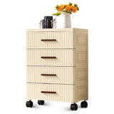 Garvee Meuble de rangement multifonctionnel avec 4 tiroirs, roulettes, plastique, couleur crème, 48cm, pour chambre et salon - Comme indiqué