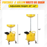 Conteneur de collecte d'huile usée portable Garvee de 8 gallons avec entonnoir réglable pour atelier, en acier, avec roues, noir
