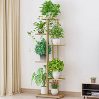 Support à plantes en métal Garvee, 6 niveaux, pour 7 pots, couleur bronze doré, robuste et antirouille, idéal pour le salon et le jardin, gain de place.