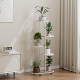 Garvee Support à plantes à 5 niveaux en métal, blanc crème, pour balcon et salon, gain de place et robuste - Blanc