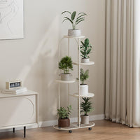 Garvee Support à plantes à 5 niveaux en métal, blanc crème, pour balcon et salon, gain de place et robuste