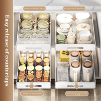 Organisateur de tiroir de placard de cuisine Garvee 35 cm en acier au carbone adhésif extensible blanc pour cuisine et salle de bain