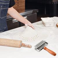 Garvee, emporte-pièce à pizza en acier inoxydable avec manche en bois, pour pizzerias et boulangeries, 20,5 x 13,3 x 5 cm, argent.