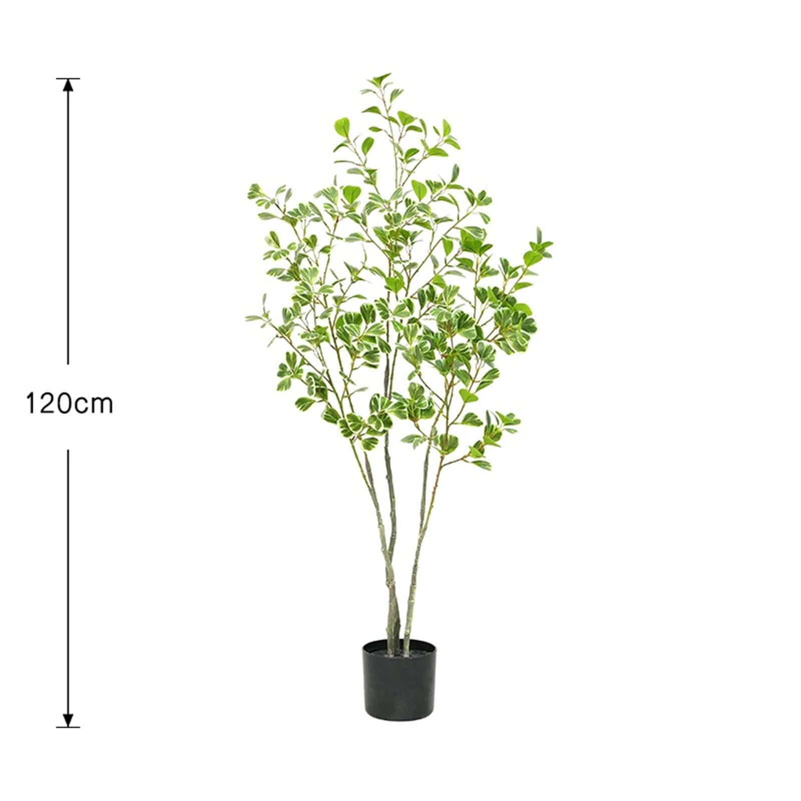 Ficus artificiel Garvee de 120 cm avec branches ajustables, idéal pour le salon et le bureau. Entretien facile, pot stable, vert.