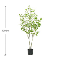Ficus artificiel Garvee de 120 cm avec branches ajustables, idéal pour le salon et le bureau. Entretien facile, pot stable, vert.