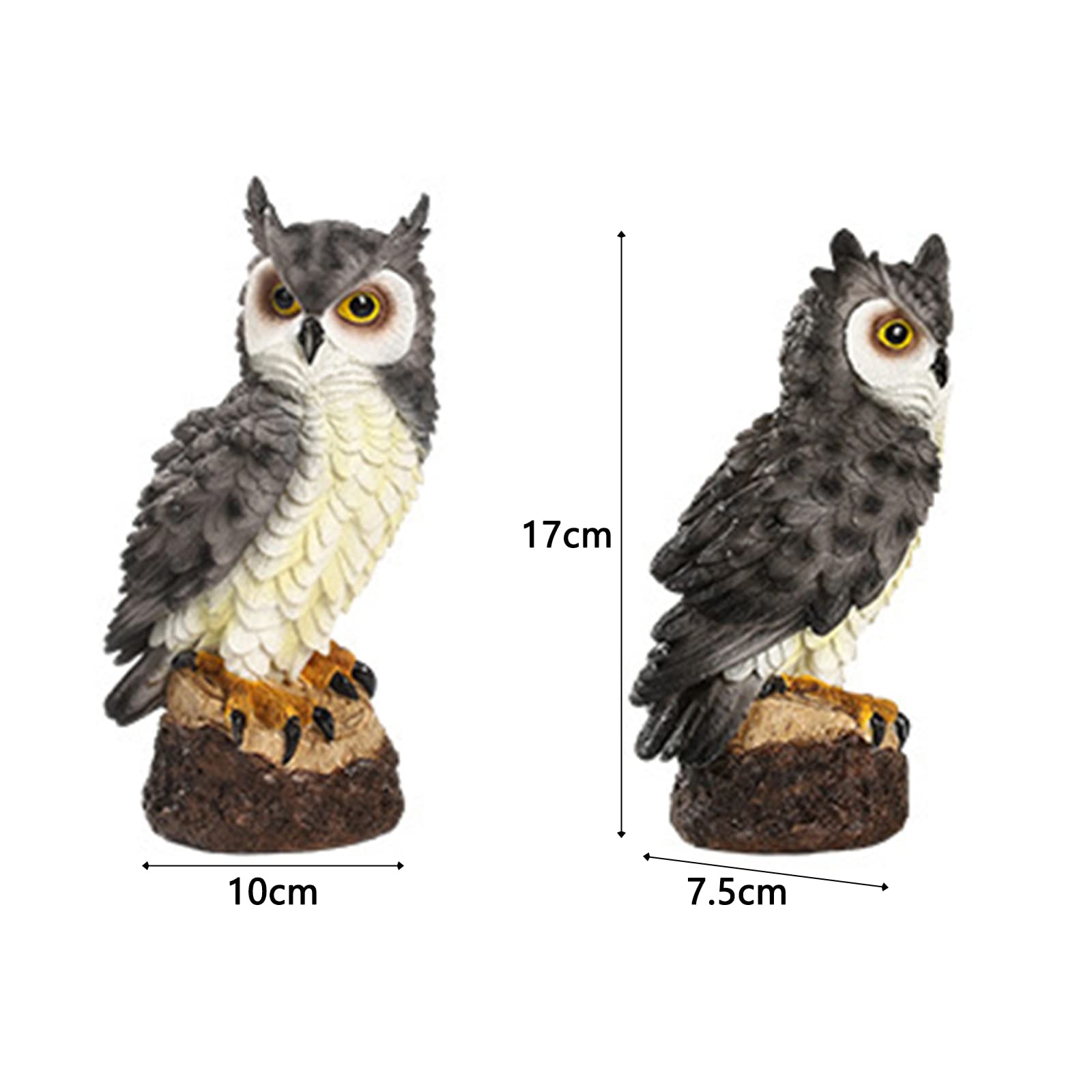 Garvee Hibou effaroucheur anti-oiseaux en plastique, statue réaliste légère et durable, décoration de jardin extérieur pour protéger balcons, potagers et terrasses.
