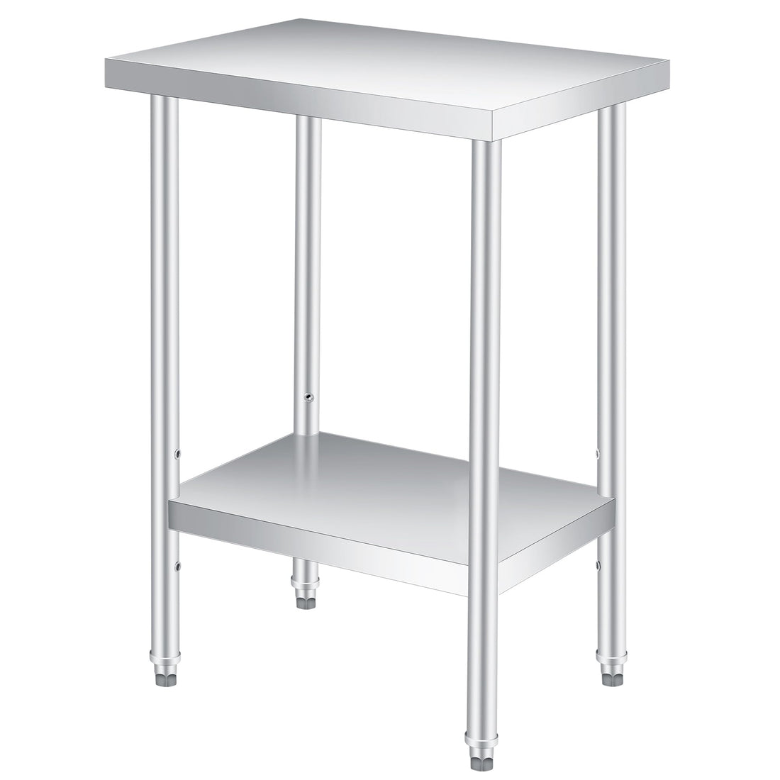 Table de travail Garvee en acier inoxydable 24 x 12 pouces, étagère inférieure réglable, robuste, antirouille et résistante aux rayures, idéale pour la restauration et les activités de plein air.