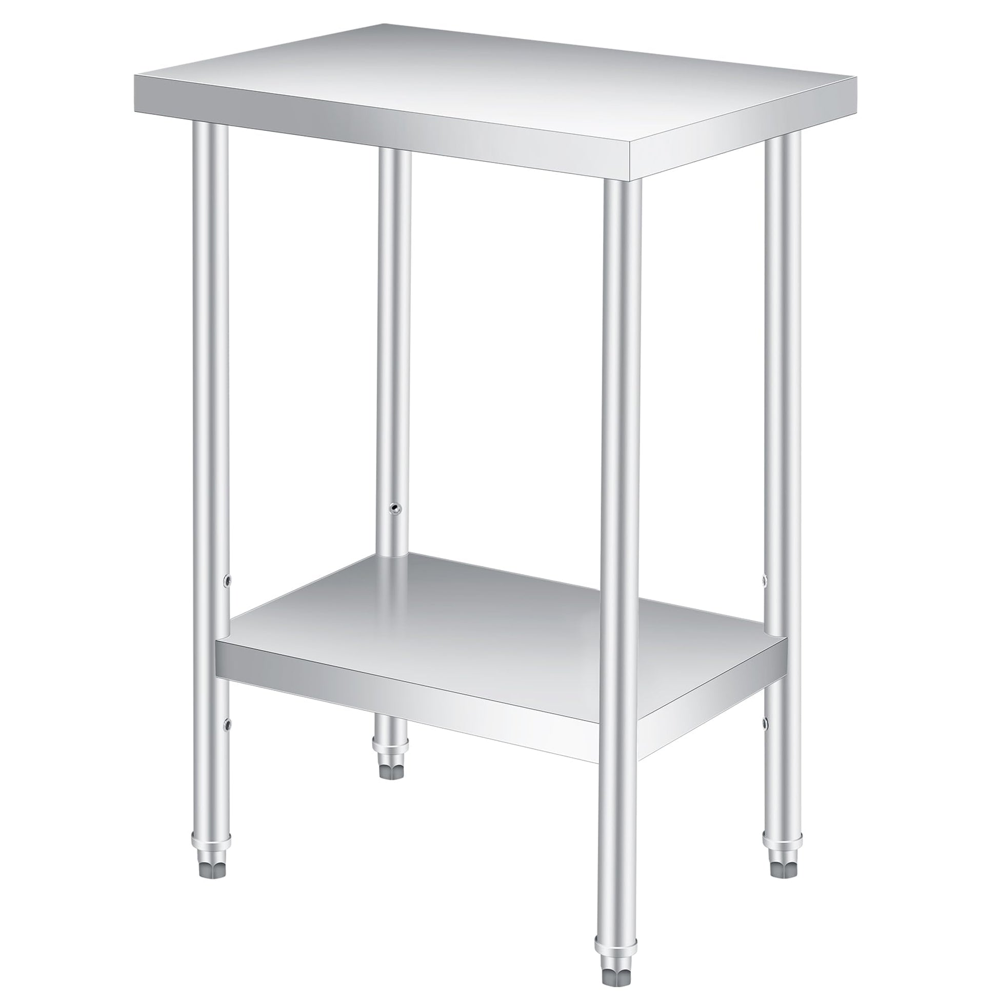 Table de travail Garvee en acier inoxydable 24 x 12 pouces, étagère inférieure réglable, robuste, antirouille et résistante aux rayures, idéale pour la restauration et les activités de plein air.
