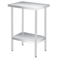 Table de travail Garvee en acier inoxydable 24 x 12 pouces, étagère inférieure réglable, robuste, antirouille et résistante aux rayures, idéale pour la restauration et les activités de plein air.