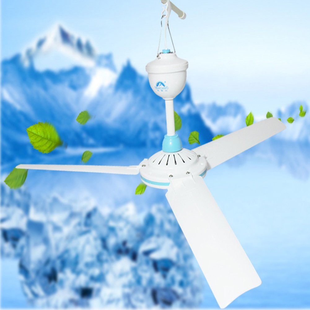 Garvee Ventilateur de plafond 12 V Mini 50 cm silencieux, moteur CC 6 W, portable et suspendu pour le camping, les tentes et les camping-cars.
