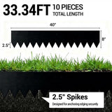 Garvee Bordure De Paysage En Acier Galvanisé 10-lot, tous temps, Flexible, Avec Piquets Pour Jardin Et Allée - 101.6 x 20.3 cm & lot de 10 & noir