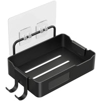 Porte-savon mural Garvee avec crochet, acier inoxydable, étanche et antirouille, pour salle de bain et cuisine, 12,5 x 8,5 x 3 cm, noir