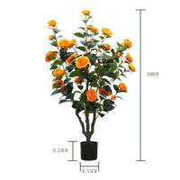 Camélia artificiel Garvee, 1 pièce, 1 m (3,28 pi), fleurs réalistes, résistant aux UV, entretien facile, pour une utilisation intérieure et extérieure, vert