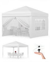 Garvee Pavillon pliant 3x3m, cadre acier stable, toile Oxford 420D, 4 parois, hauteur réglable, jardin et terrasse - Blanc