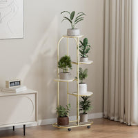 Garvee Support à plantes en métal à 4 niveaux, couleur champagne, pour balcon et salon, gain de place et durable